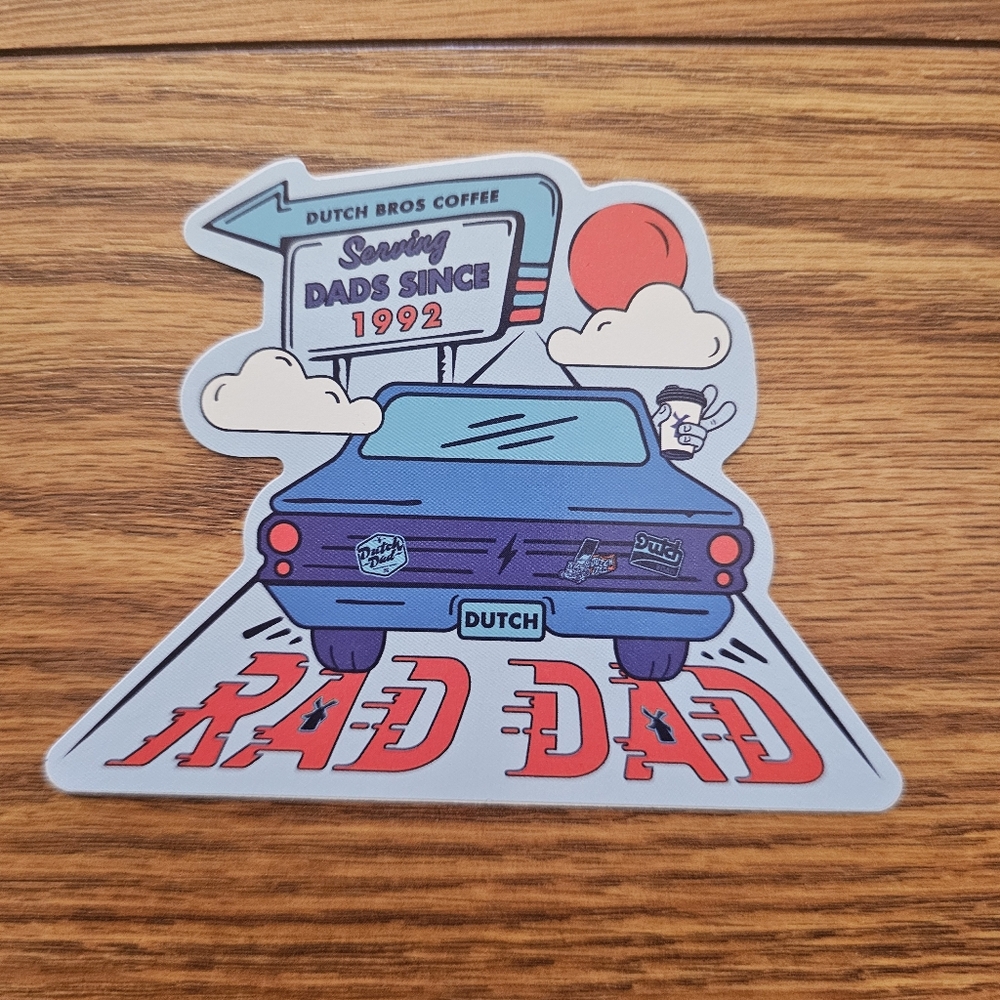 Dutch Bros Blue and Red Rad Dad Sticker